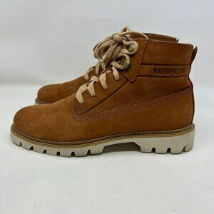 Caterpillar CAT Leather Work Boots Men’s 7.5 Brown Tan FlexFWD Lace Up